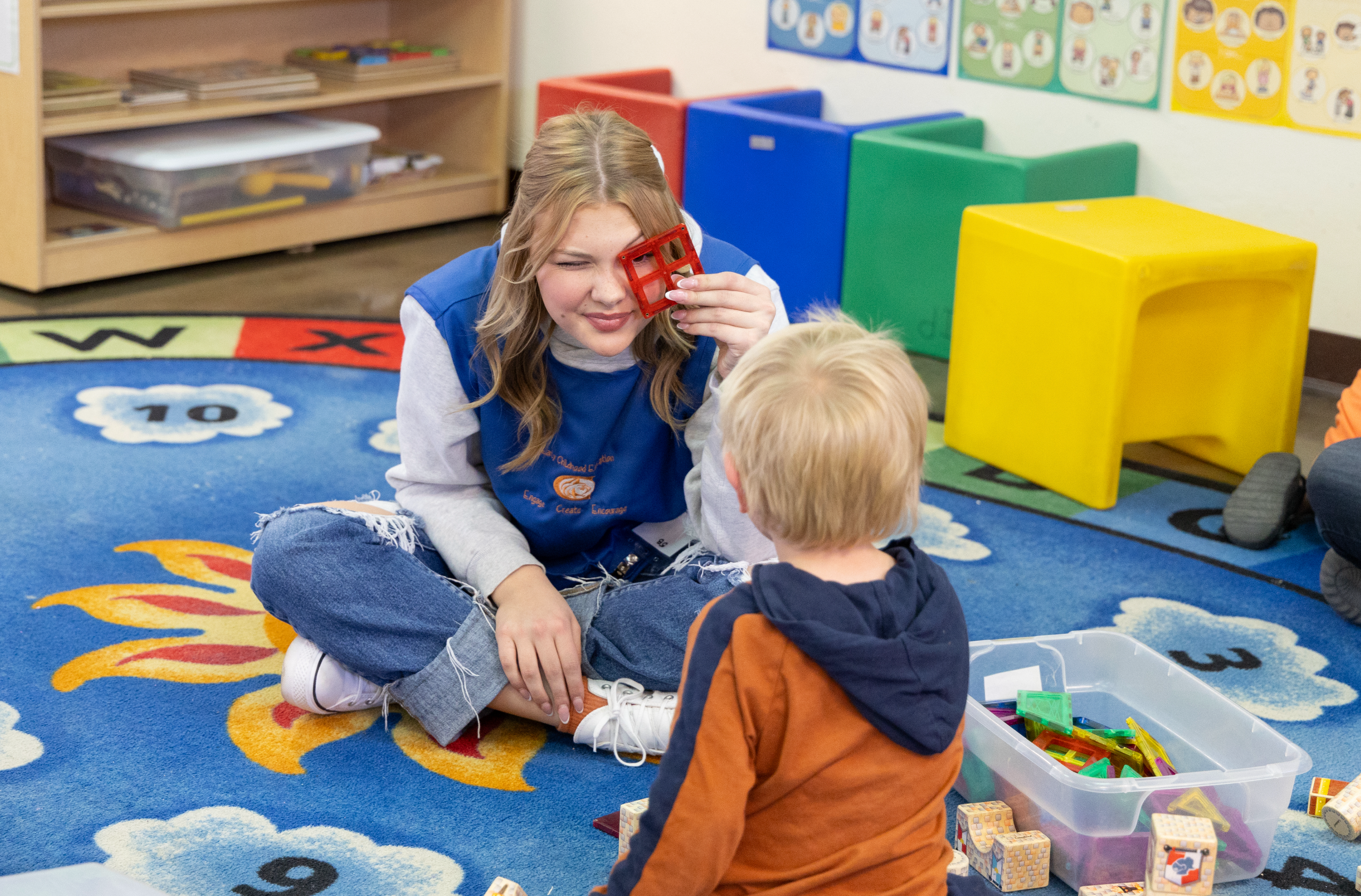 CTE Students reading to preschoolers