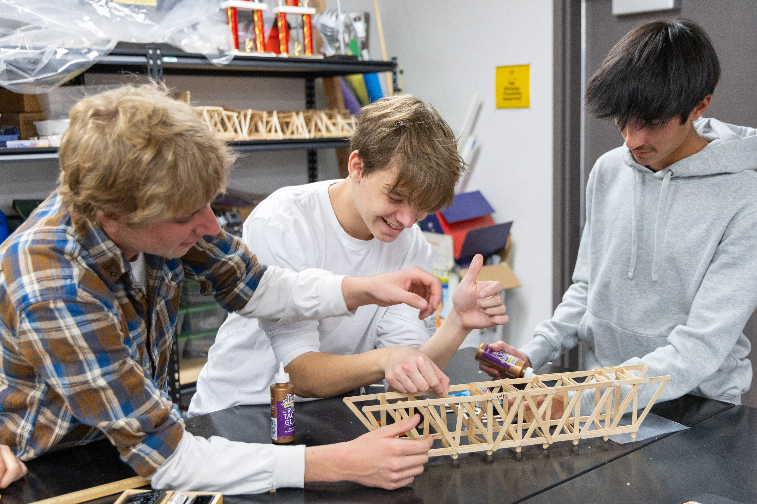 Engineering CTE students working on their robotic cars