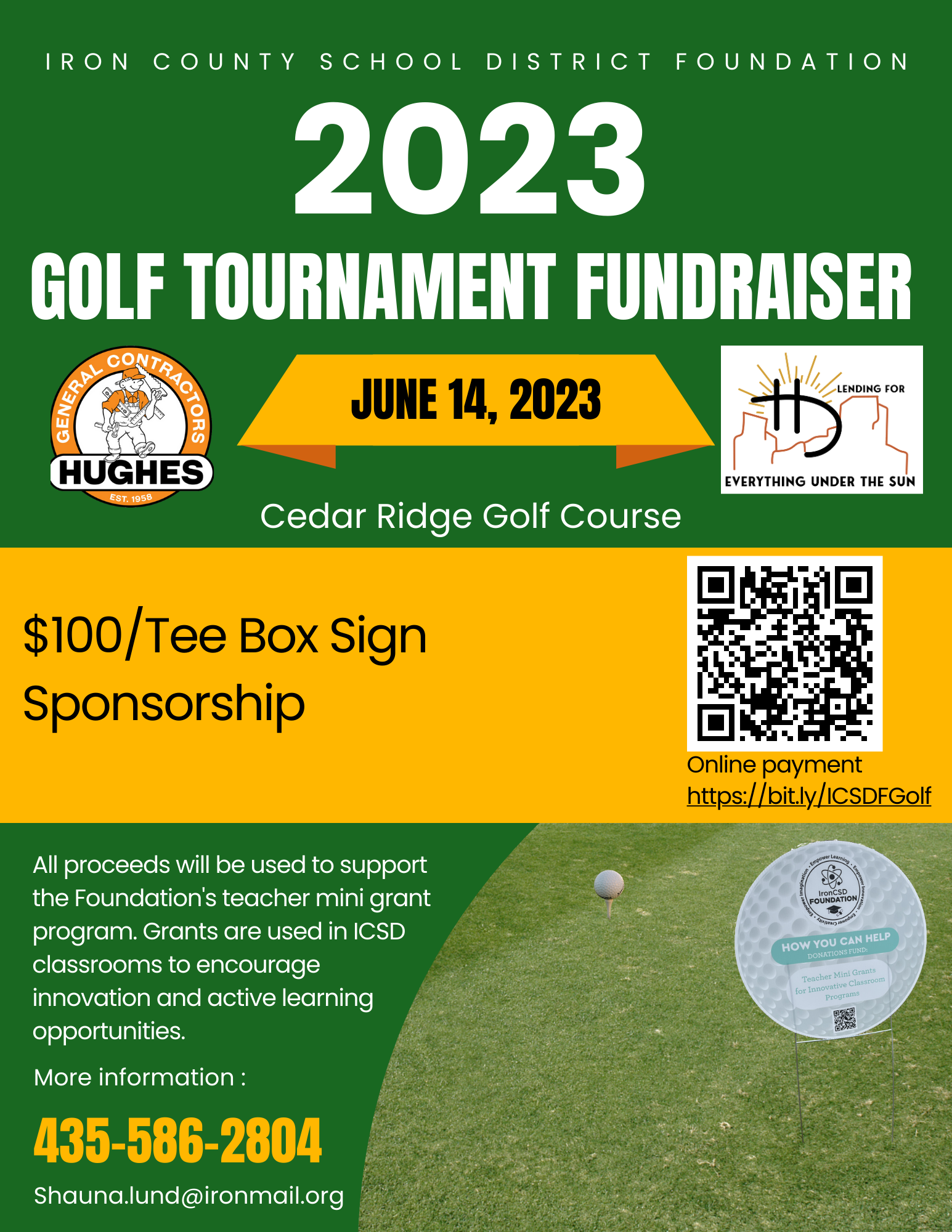 Flyer for tee box signs