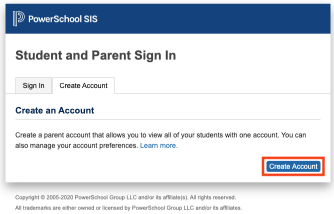 PowerSchool SIS student and Parent sign in