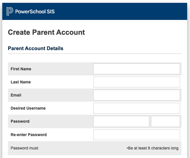 PowerSchool SIS create account