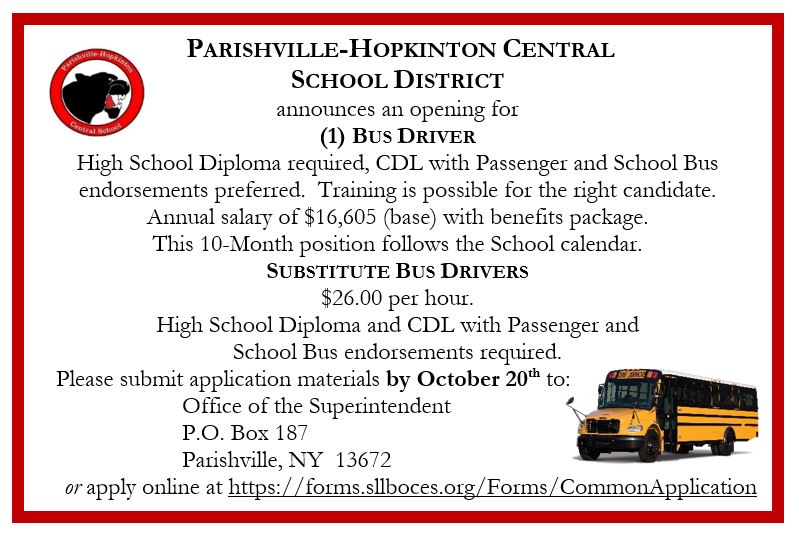 Employment | Parishville-Hopkinton Central School District