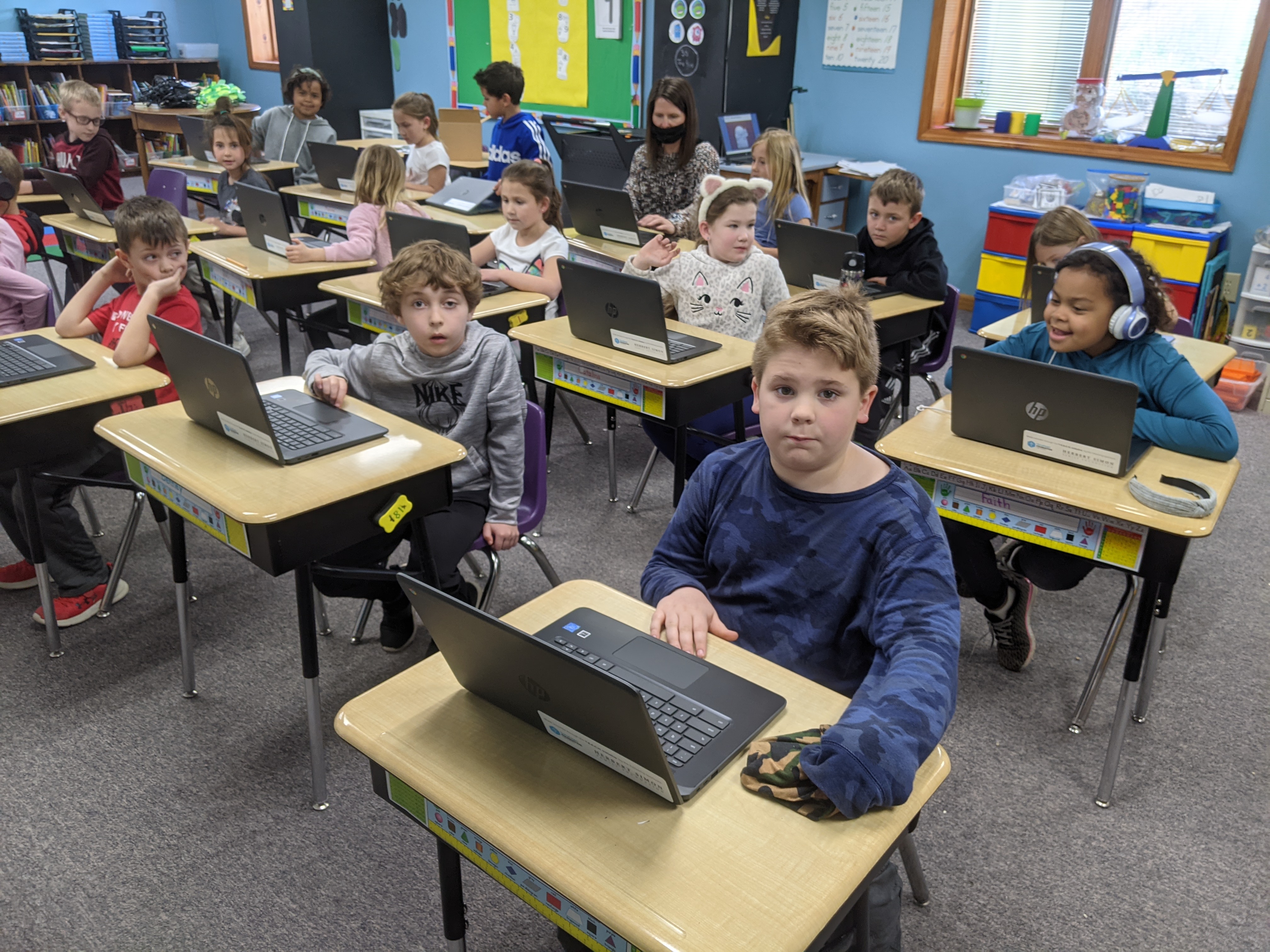 Students with Chromebooks