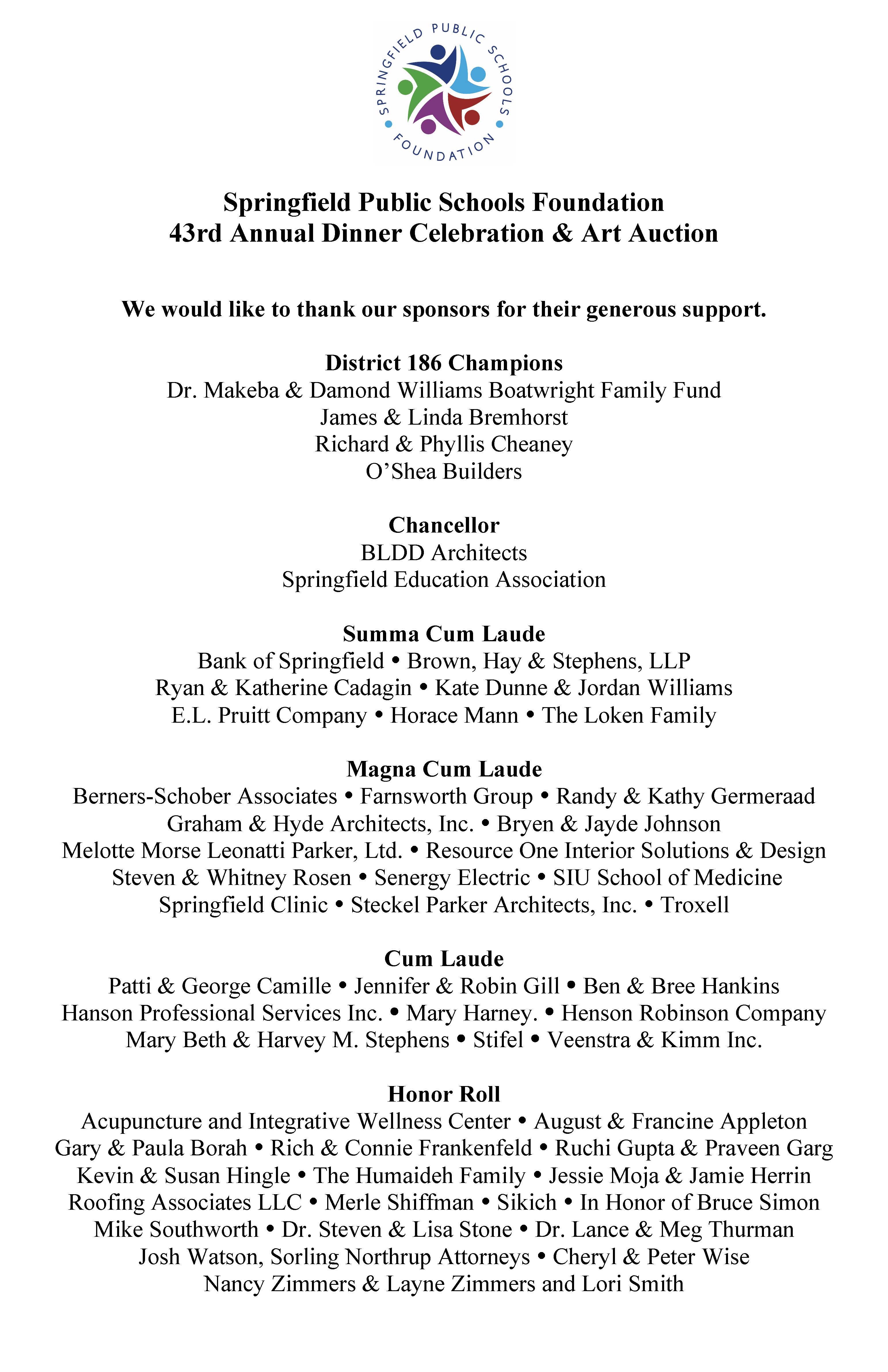 SPSF 24-25 Annual Dinner Sponsor List