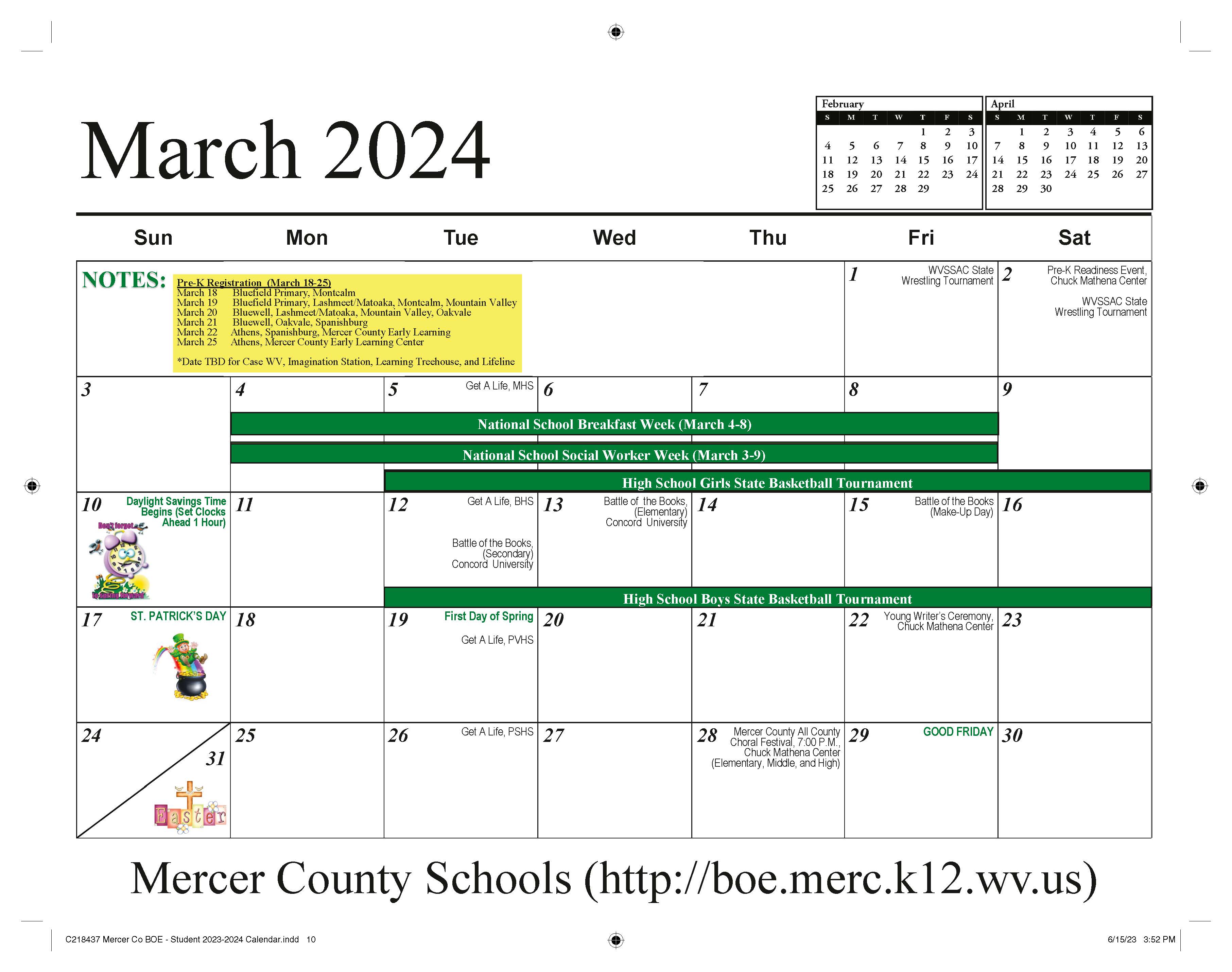 2023-2024 Student Calendar | Mercer County Schools