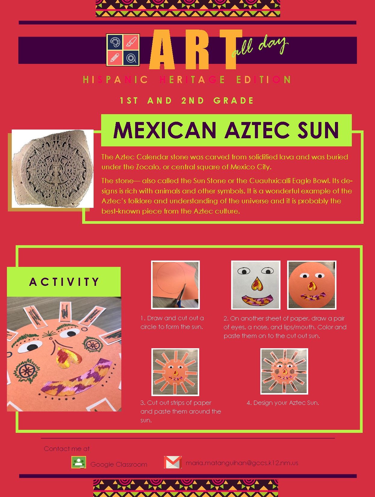 1st and 2nd Grade Mexican Aztec Sun