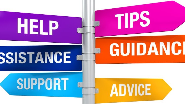 Sign Directions - "Support, Help, Tips, Advice, Guidance, Assistance"