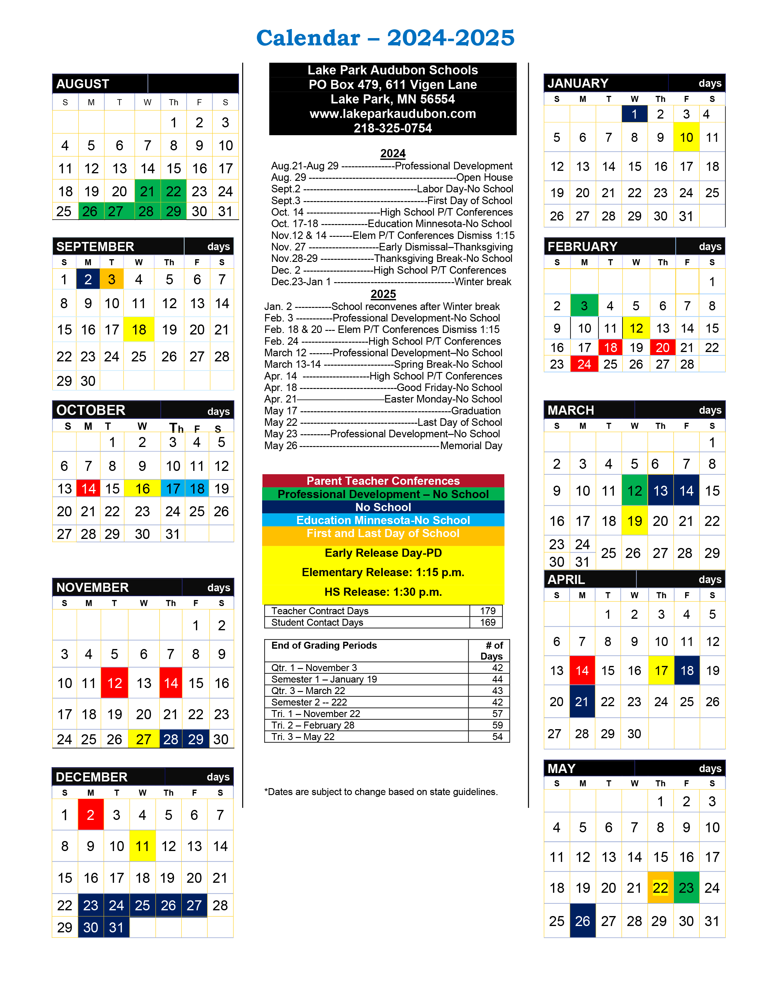 2024-25 District Calendar