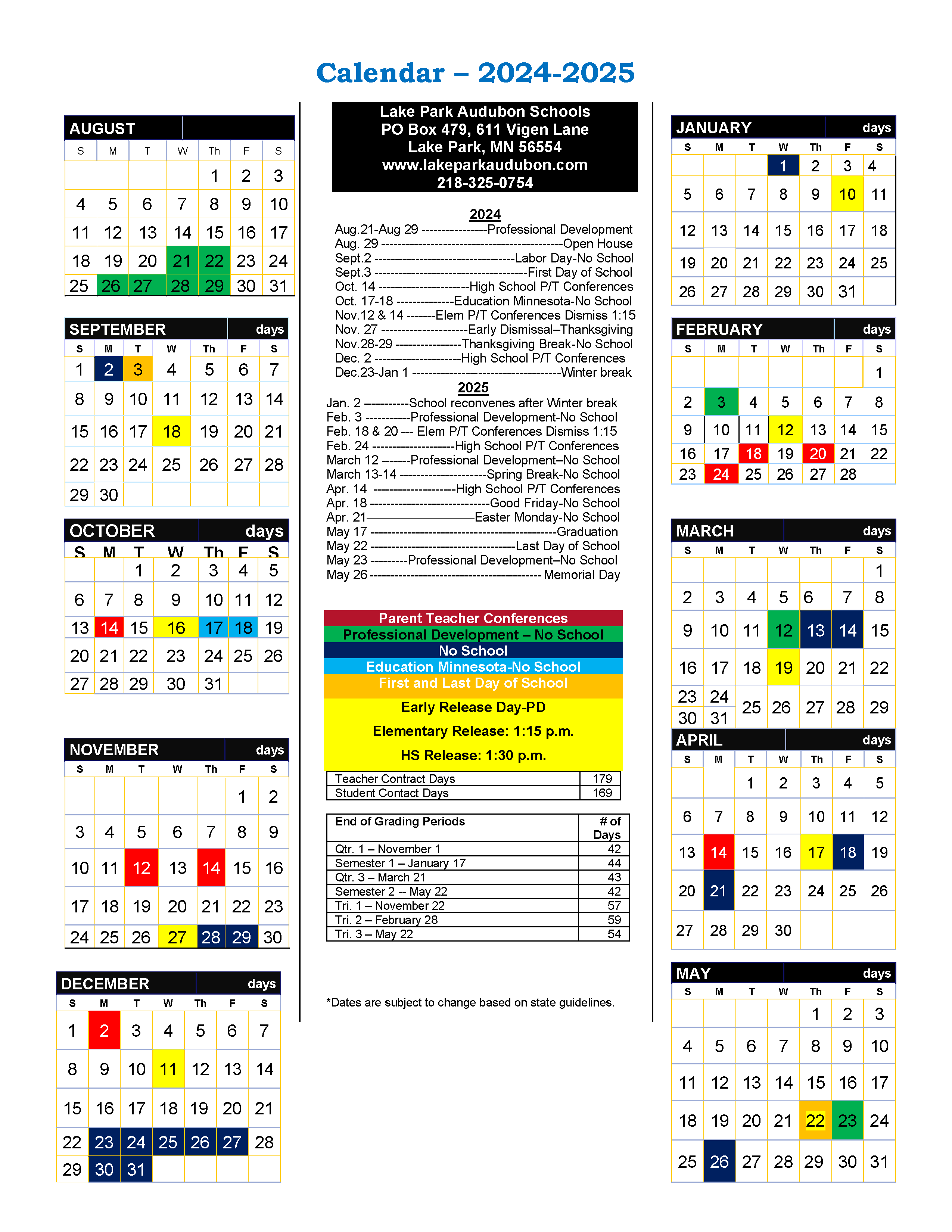 2024-25 District Calendar