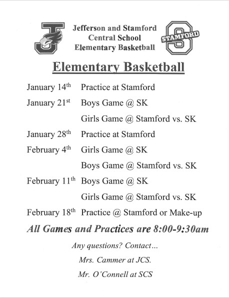 Elementary Basketball Schedule