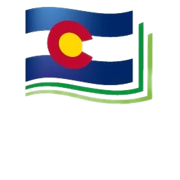 alt="Colorado Flag with green border with wording below that says 'Financial Transparency'