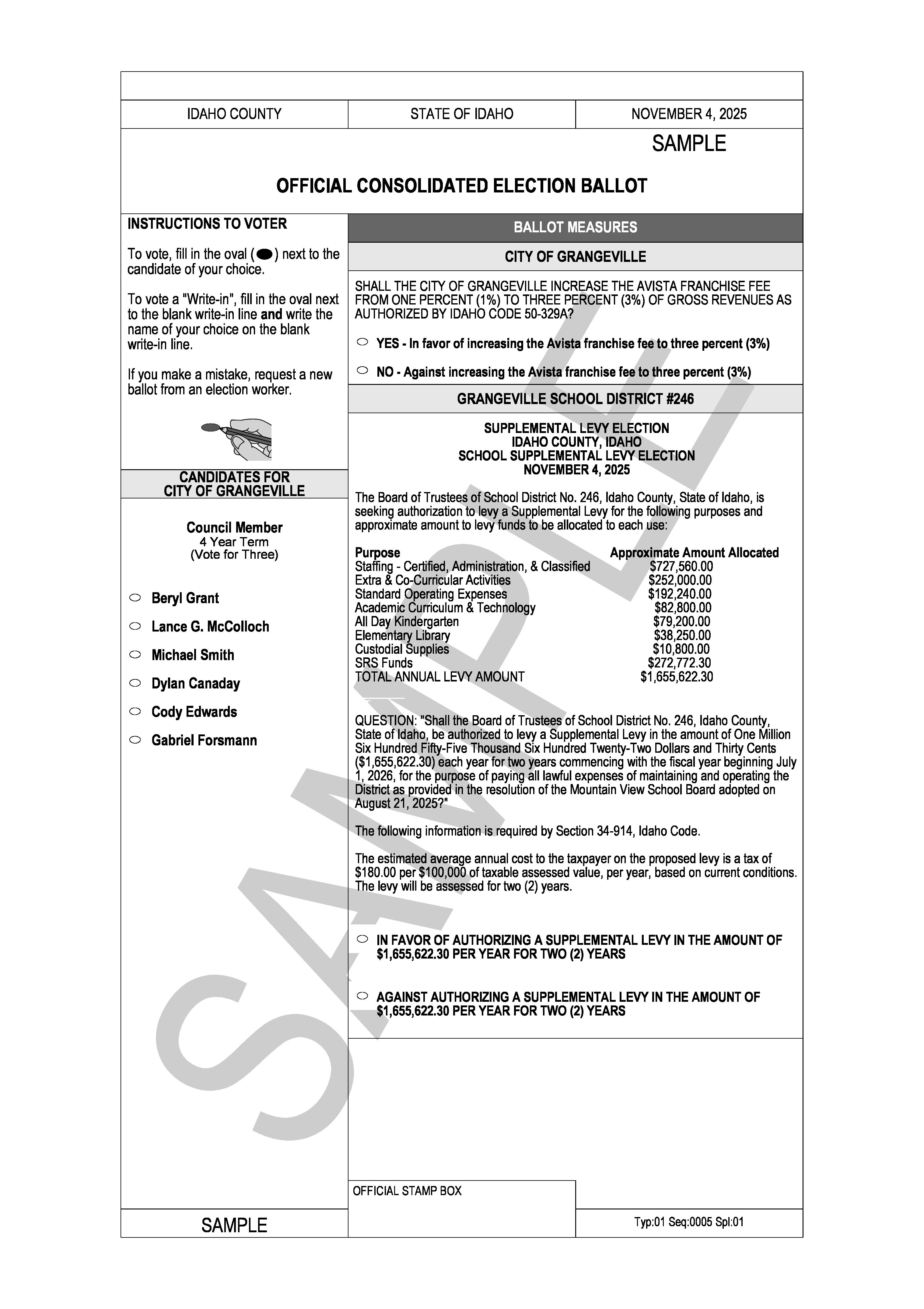 sample ballot