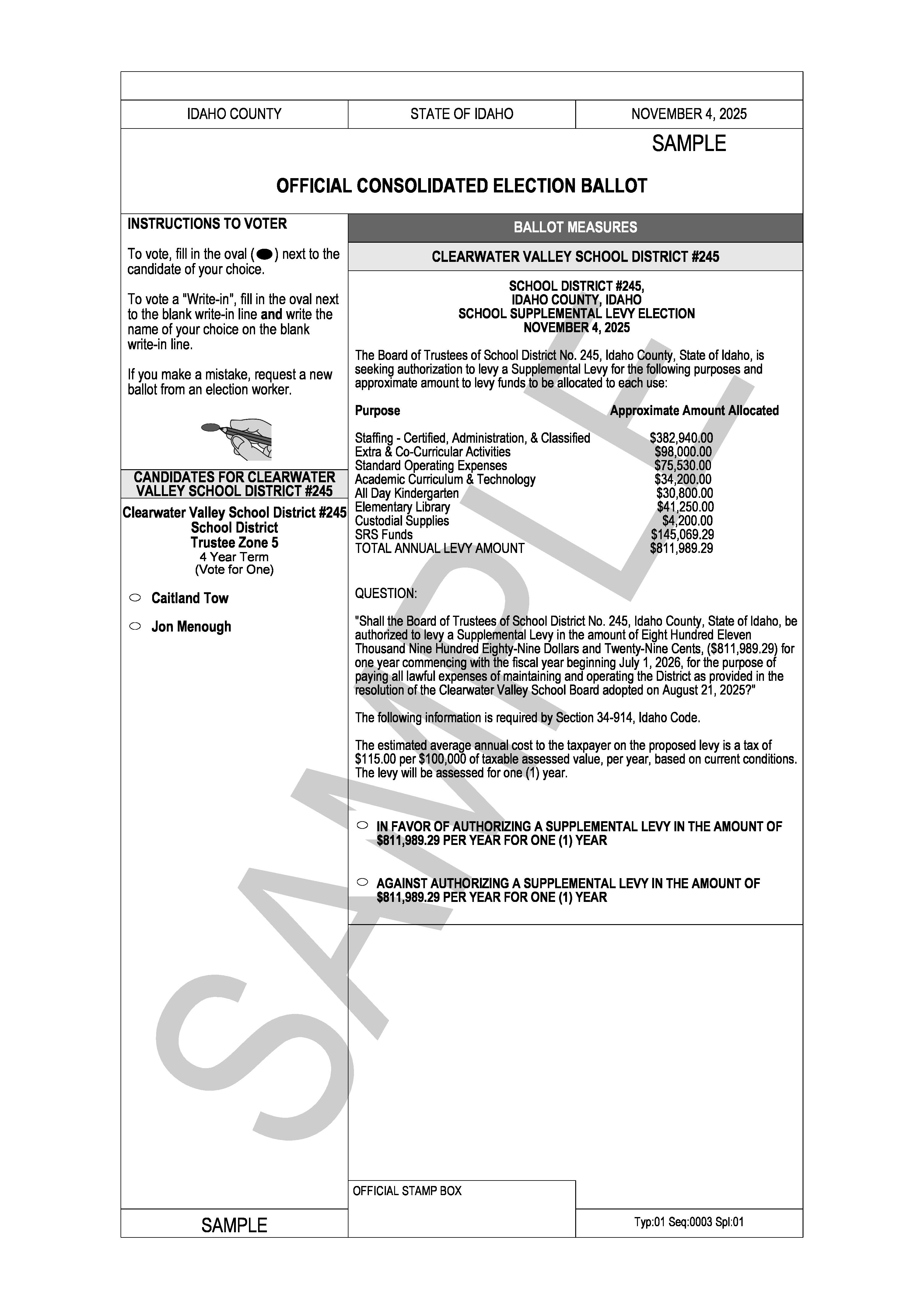 CV Sample Ballot