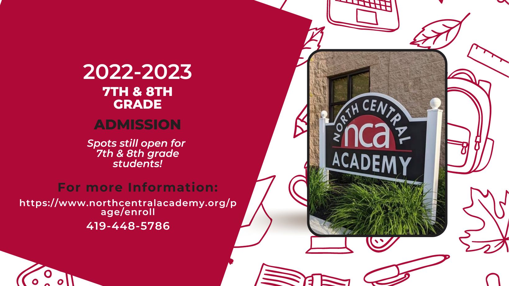 7th and 8th grade admission available! 