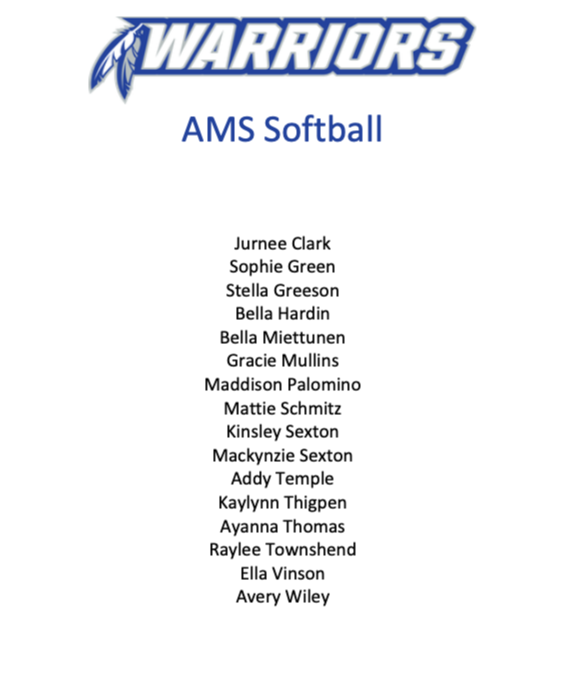 softball roster