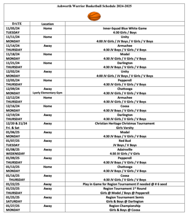 Basketball Schedule