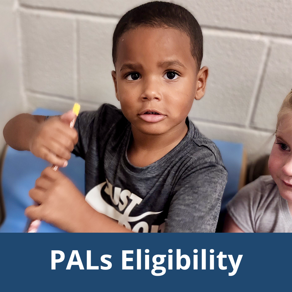 Pals Eligibility Button - Photo of an adult and student playing