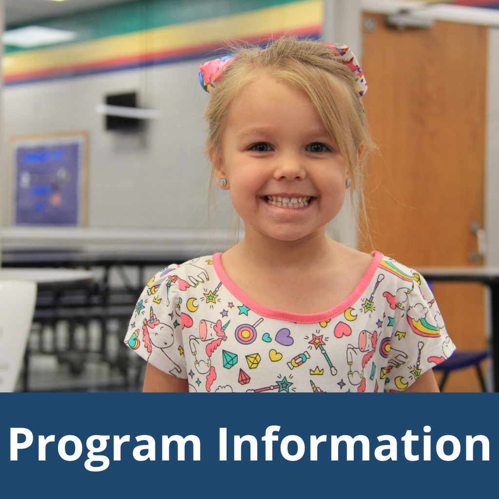 PALs Program Information Icon - Little girl smiling for a picture in background