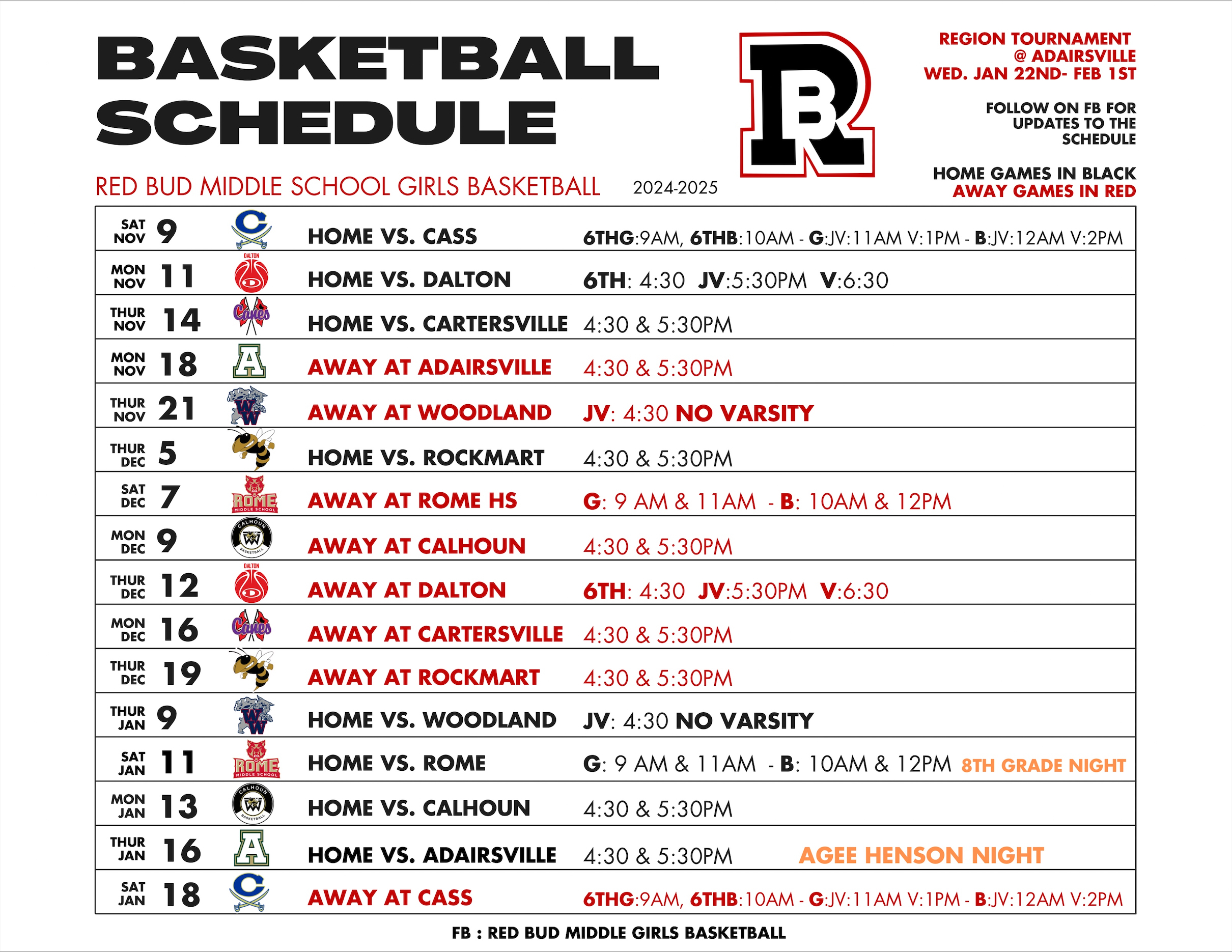 Girls Basketball Schedule 24-25