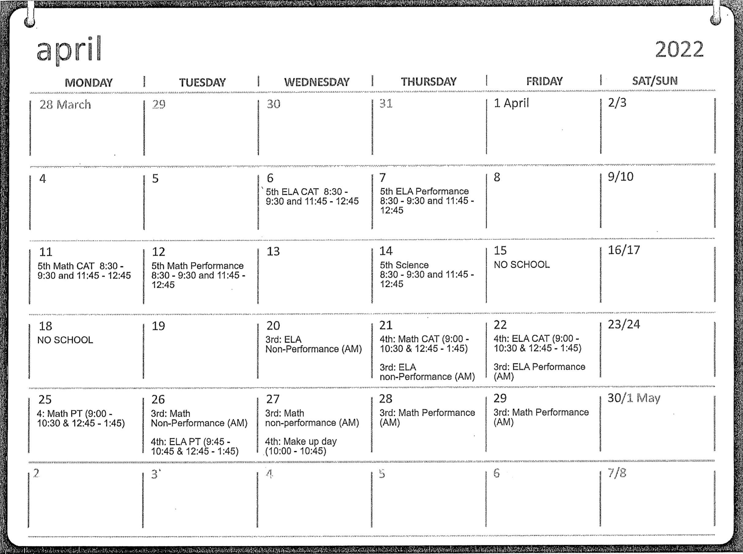 SB Schedules