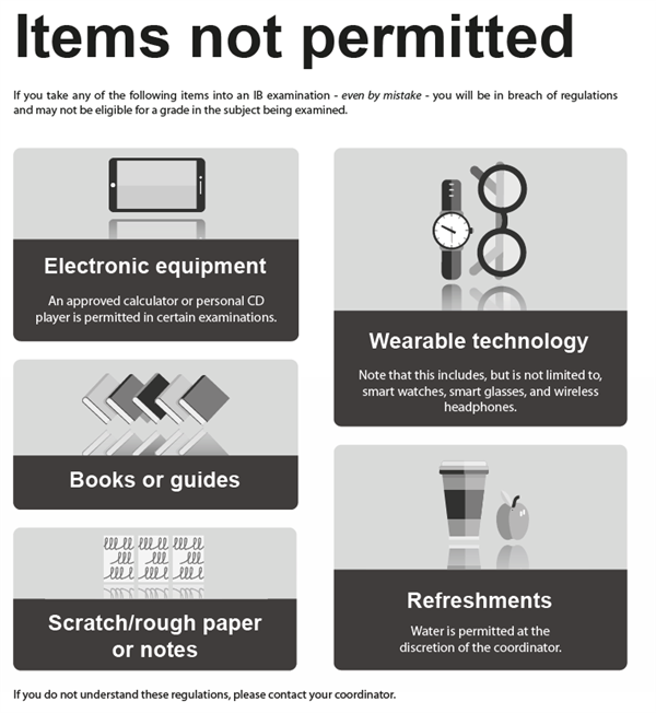 Items not permitted