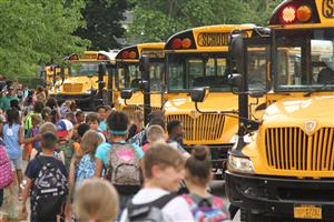 Students and school buses