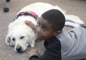 Student with a support dog