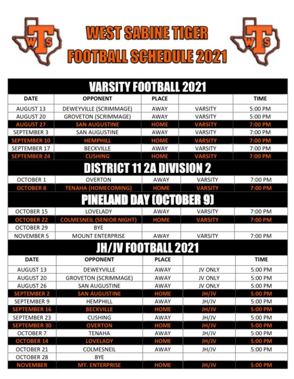 Tiger football schedule