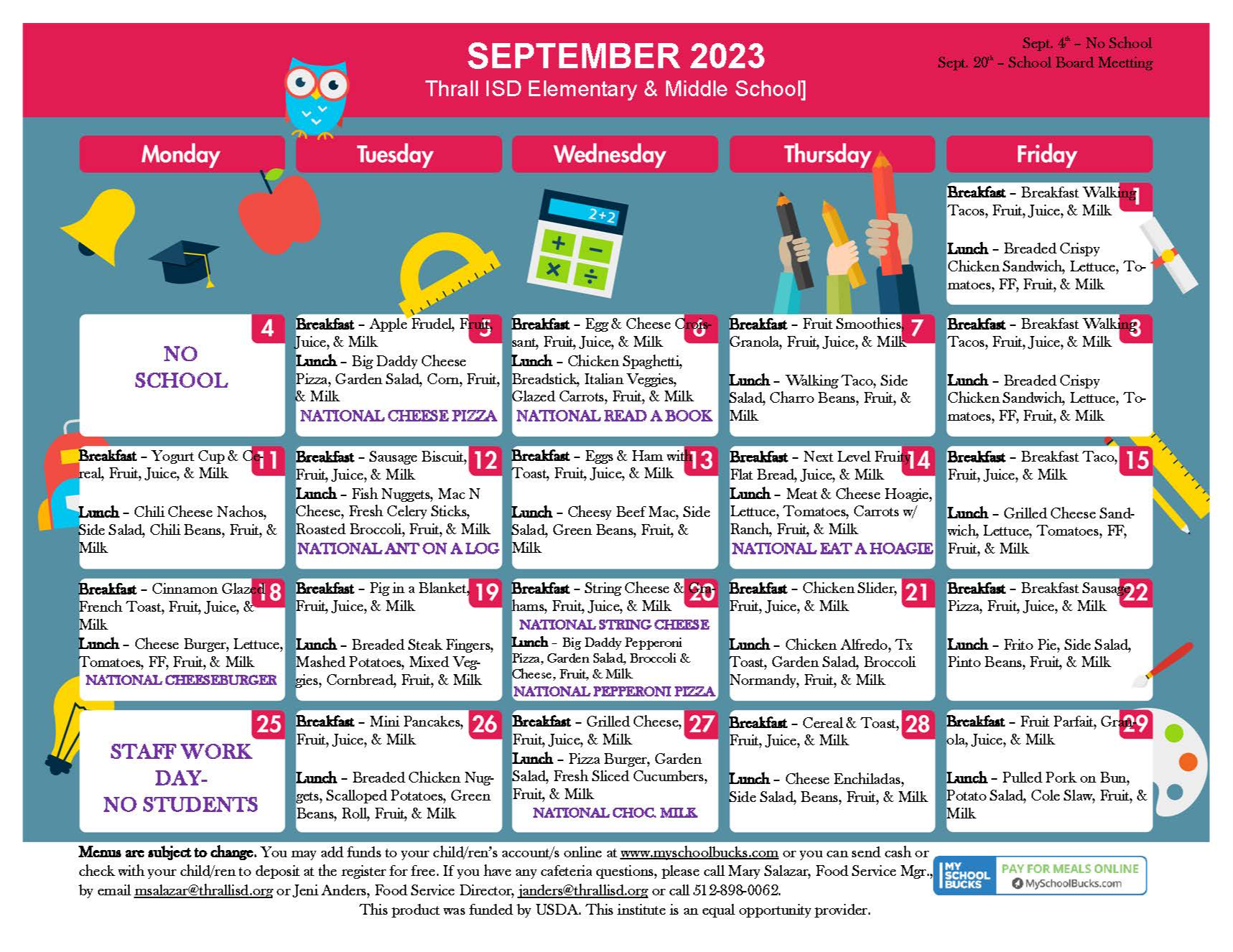 September Menu ES-MS