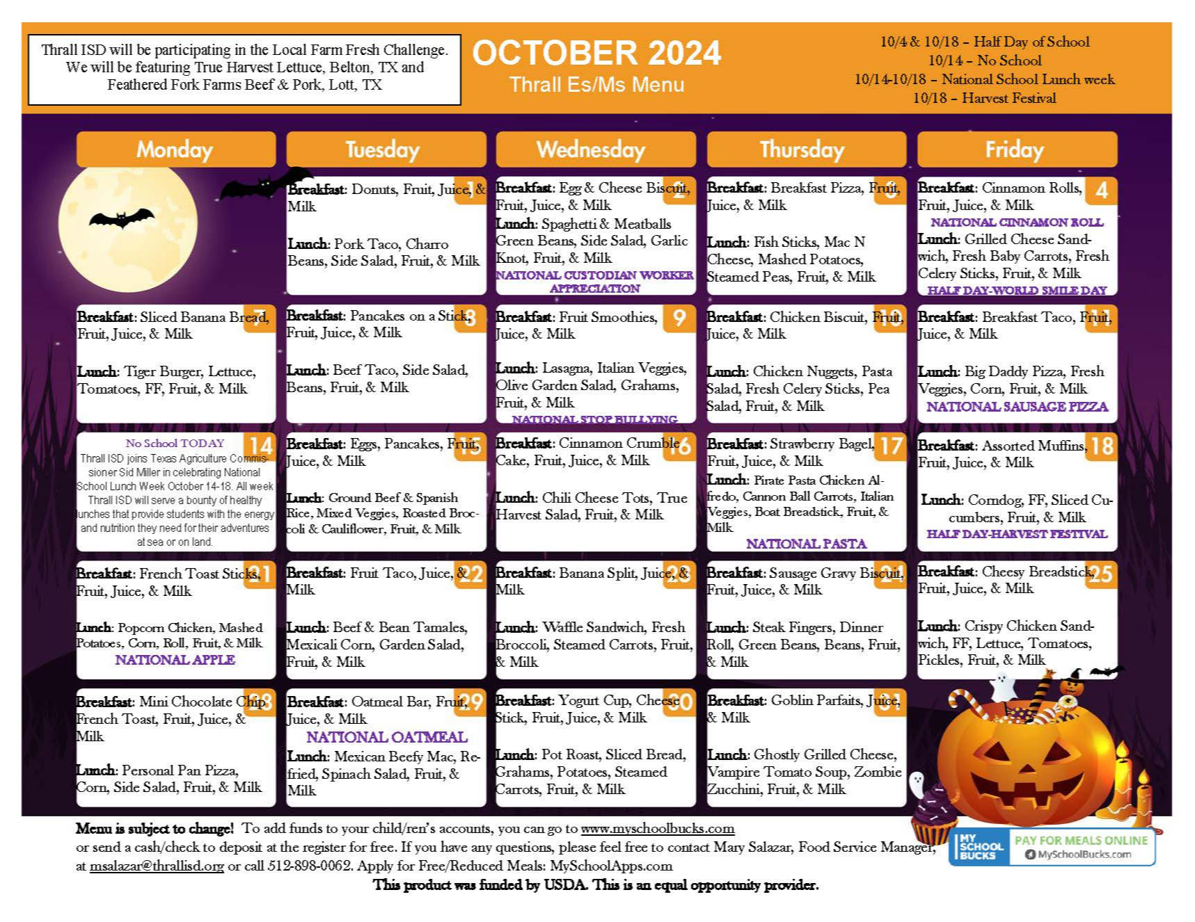 October  Menu ES-MS