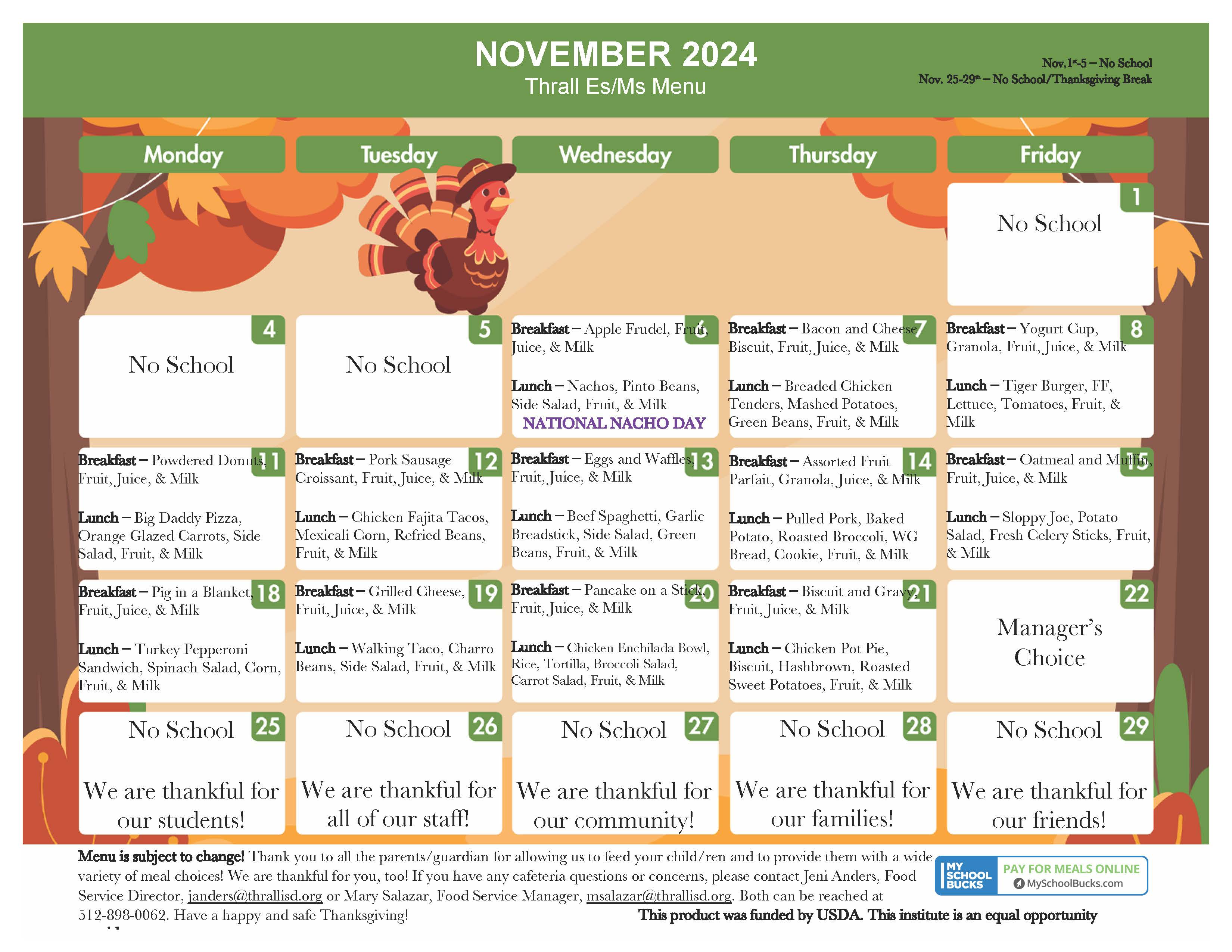 November Menu ES-MS