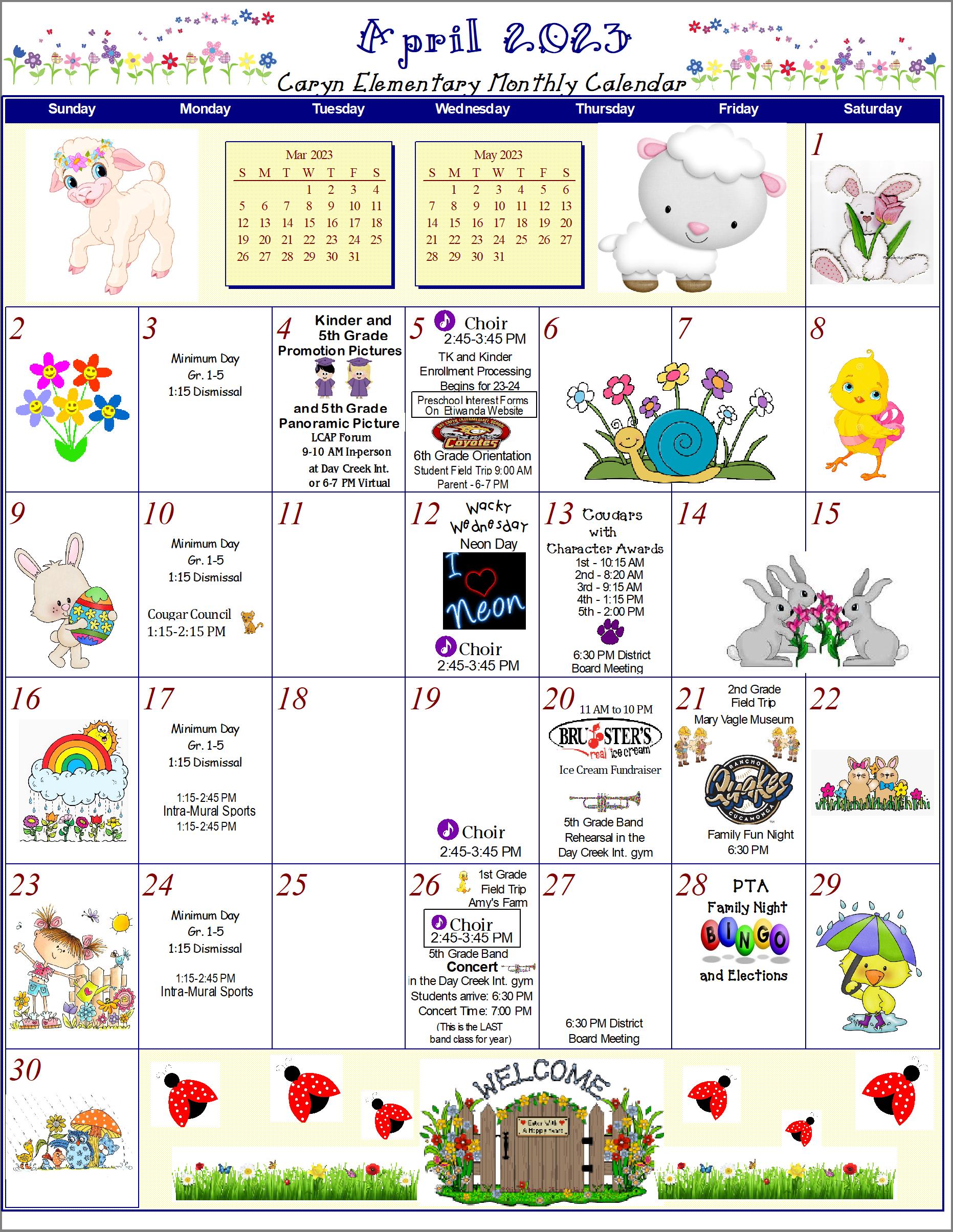 Caryn April Calendar