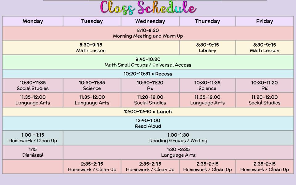 Schedule