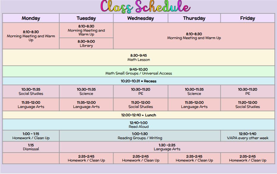 Schedule 