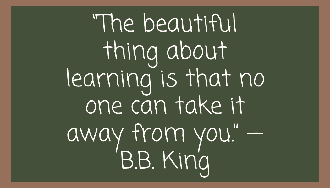 "The beautiful thing about learning, is that no one can take it from you." - B.B. King