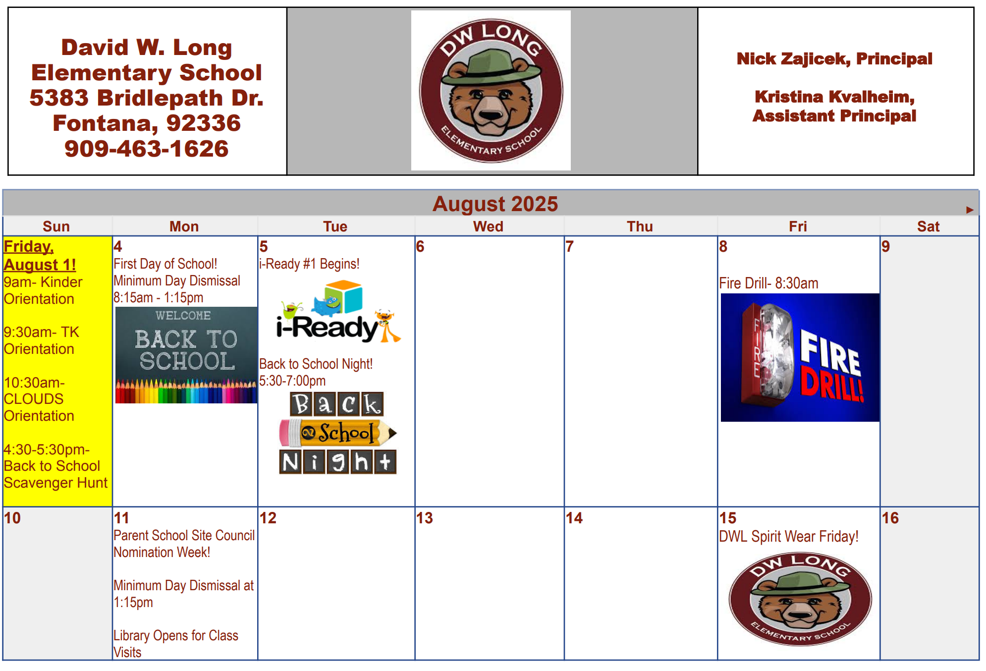 August Calendar part 1