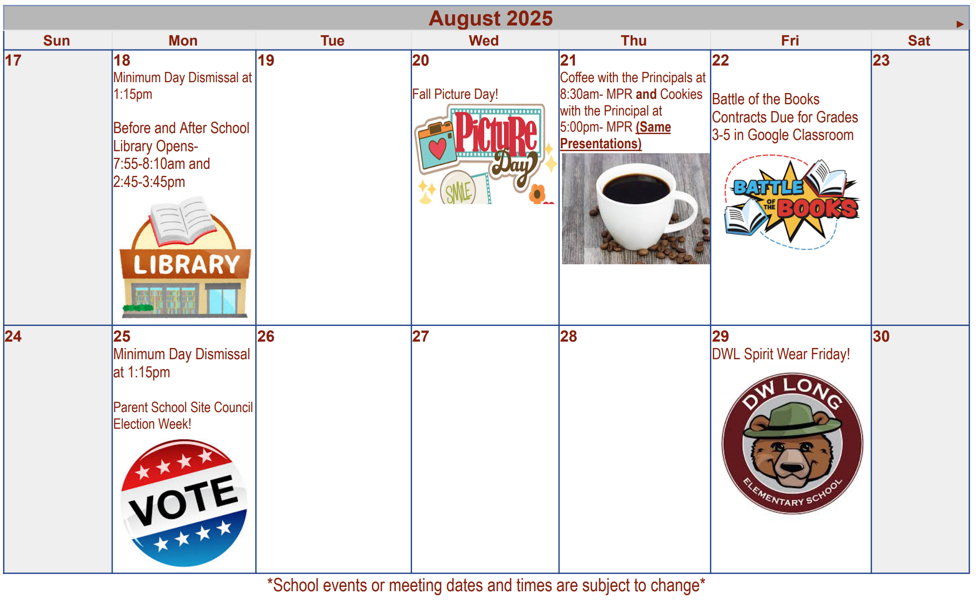 August Calendar part 2