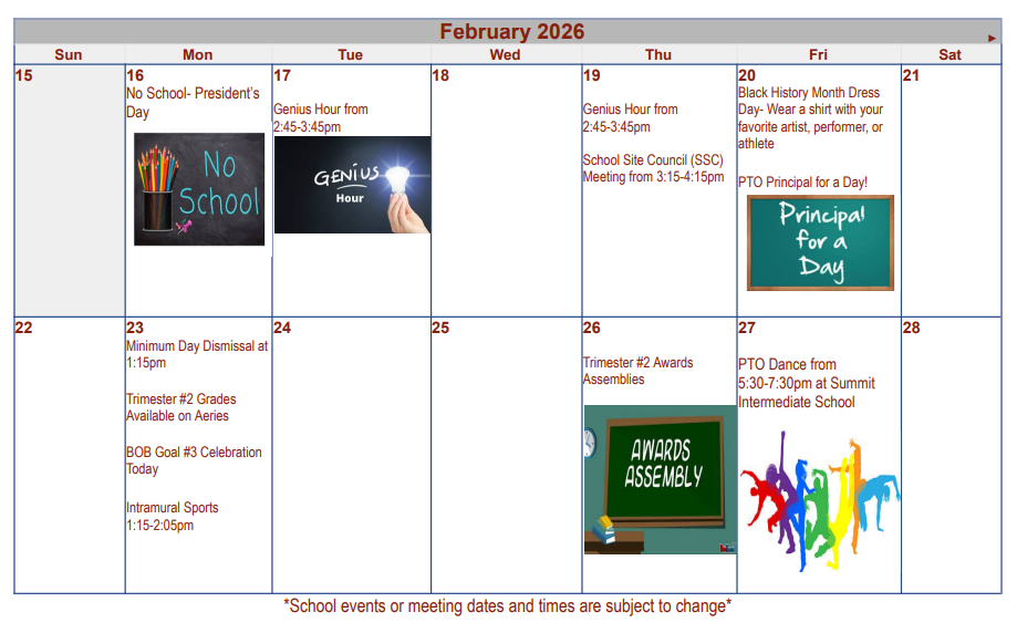 February  Calendar part 2