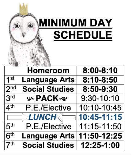 minimum day schedule for 8th grade