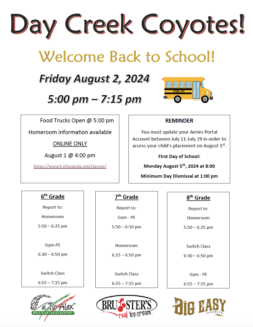 Flyer for Back to School Night