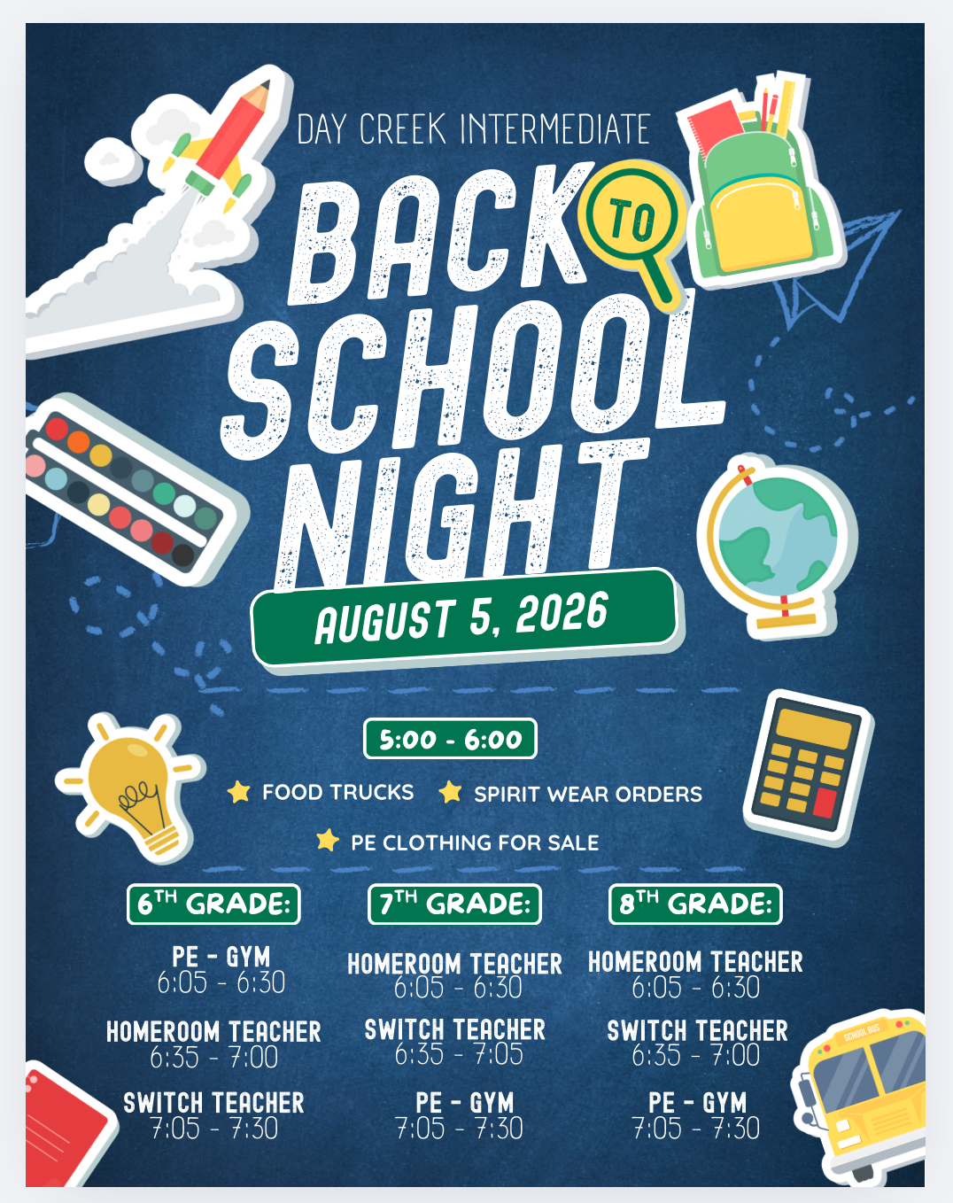 Information about back to school night