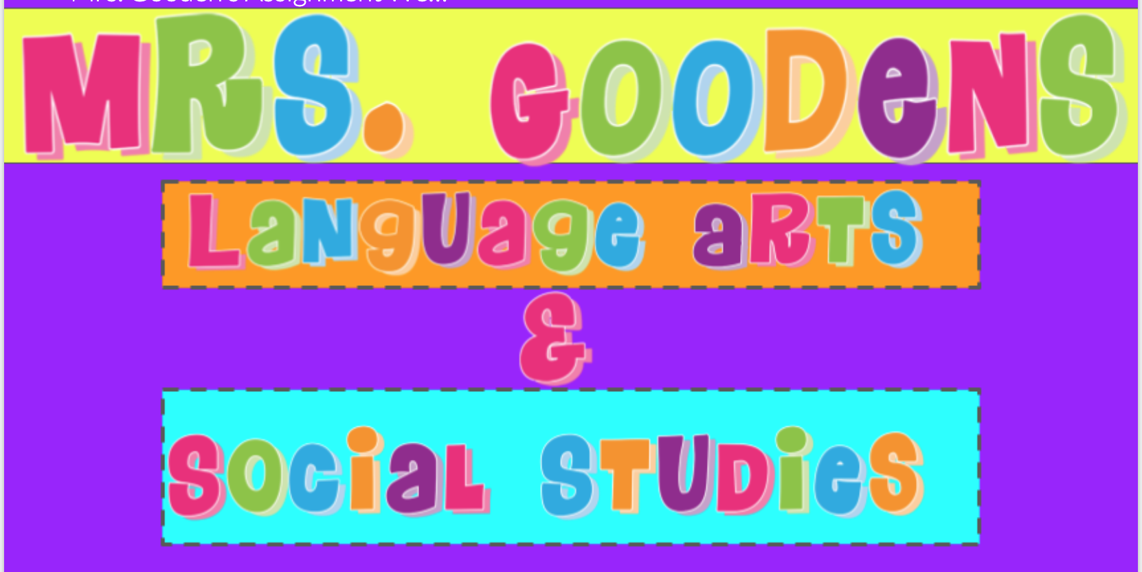 Mrs. Gooden's Language Arts and Social Studies Class