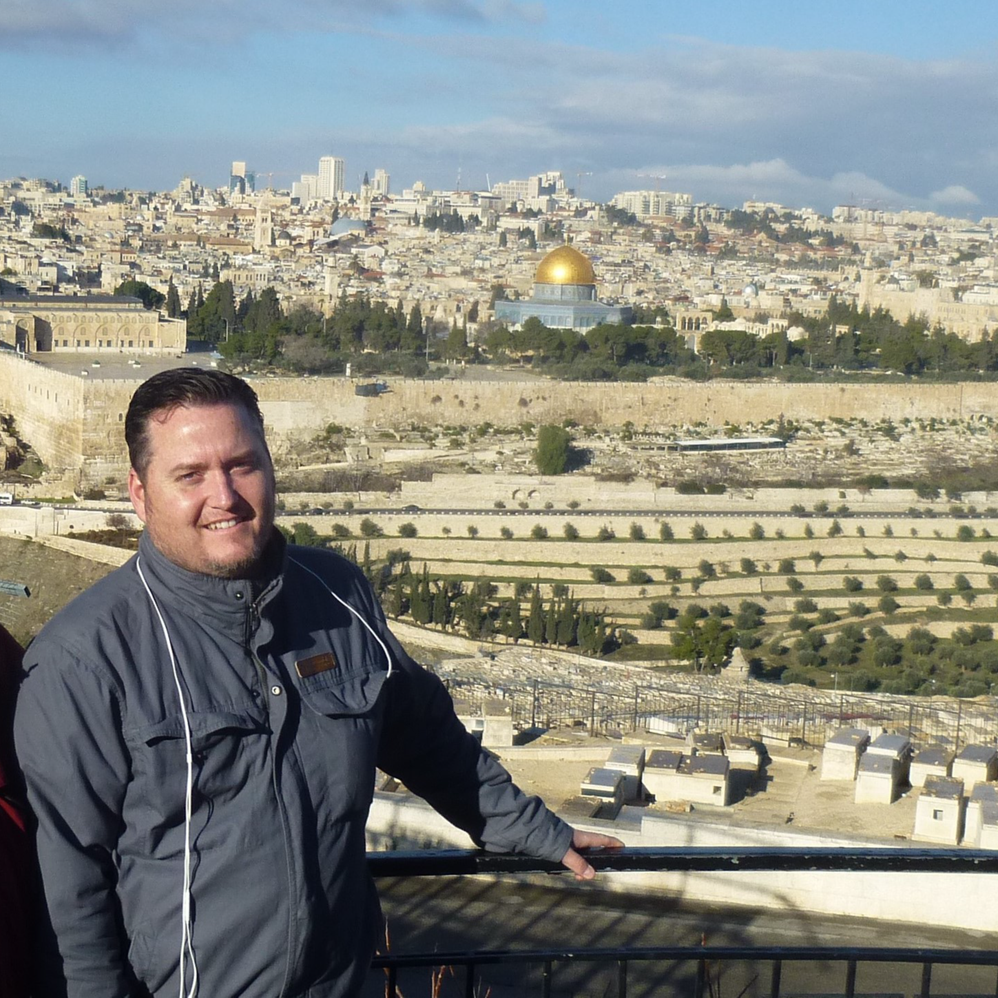 Mr. Parker overlooking Jerusalem from the Mount of Olives (2018).