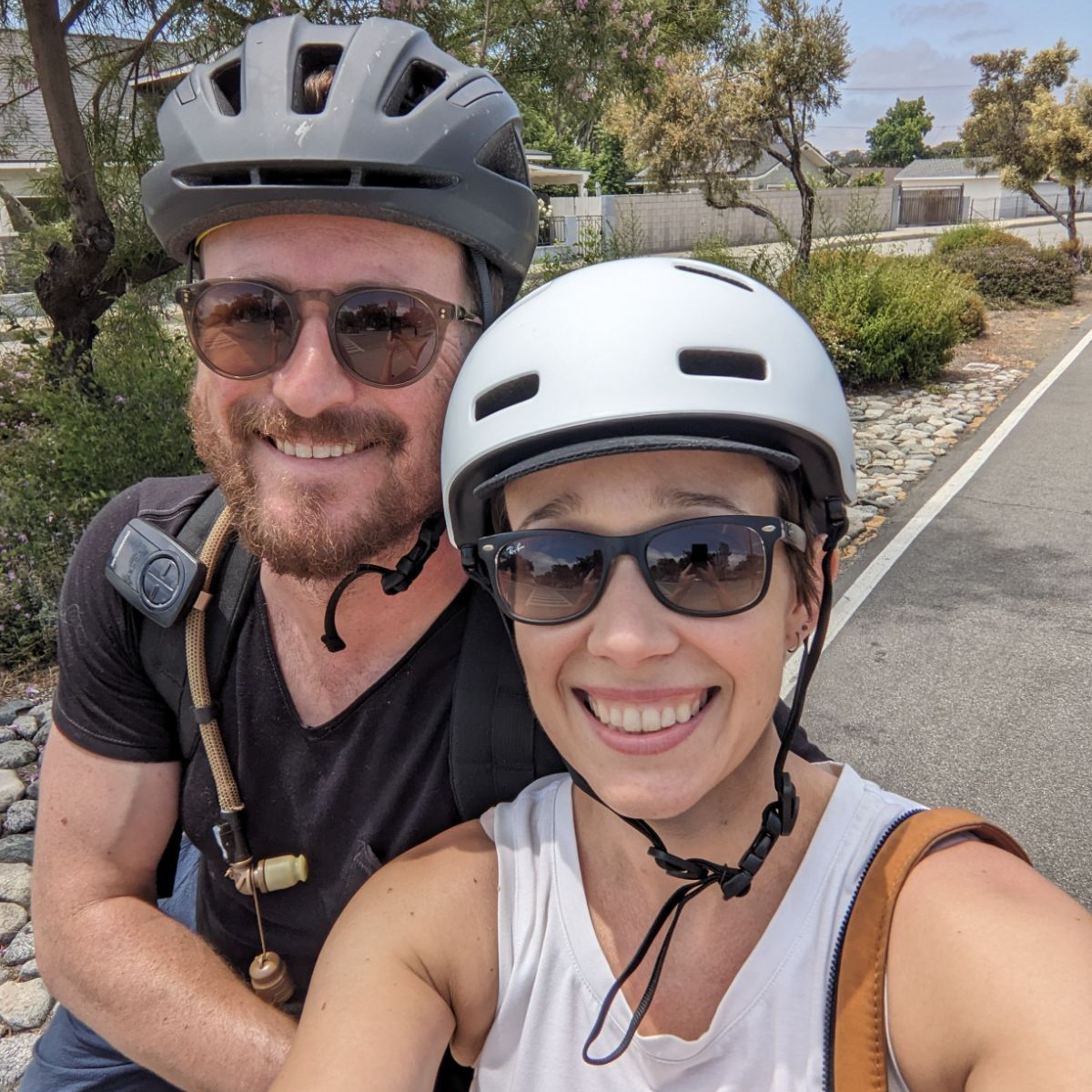 Mr. Lewis' family riding bikes