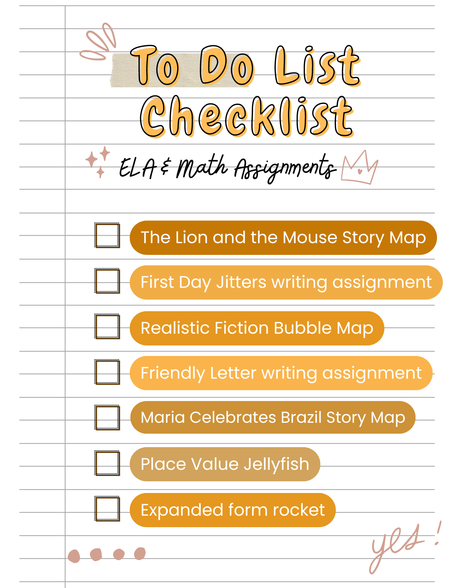 In-Class Assignments Checklist