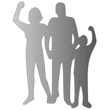 Grey silhouettes of a family