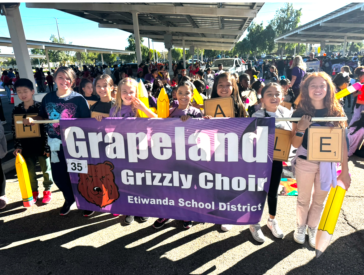 children with choir banner