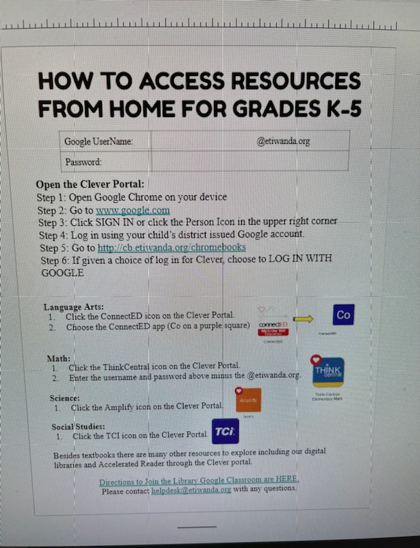 Online directions for access to textbooks.