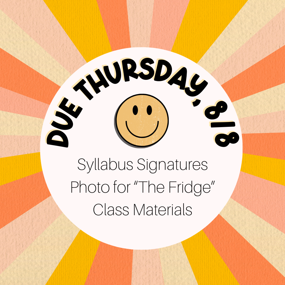 August materials due 8/8