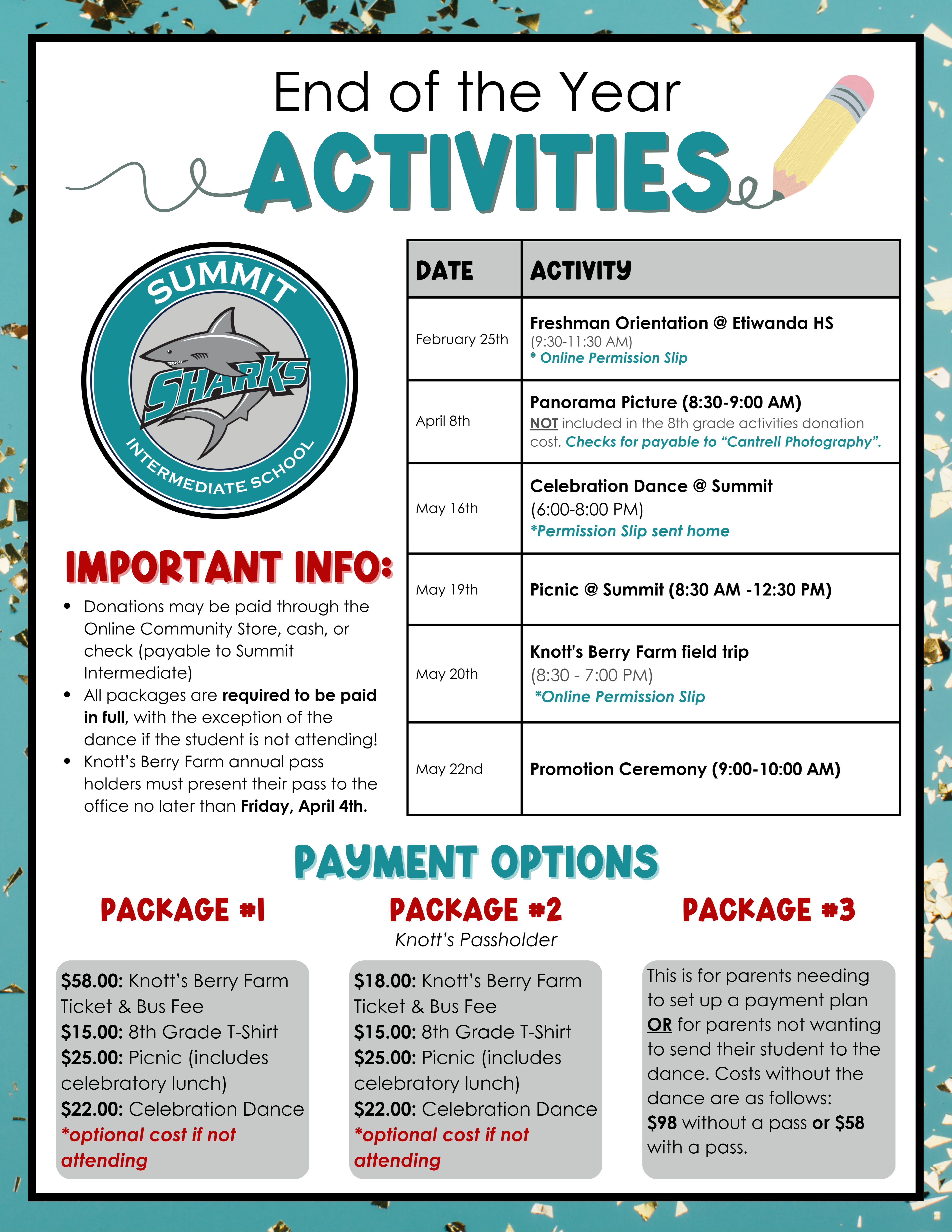 8th grade activity info